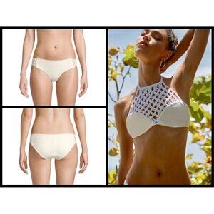 💕MIKOH💕 Macrame Woven Bikini Set Bone Small NWT